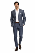 Loro Piana Fabric Men Suit Blend Wool Silk Blue