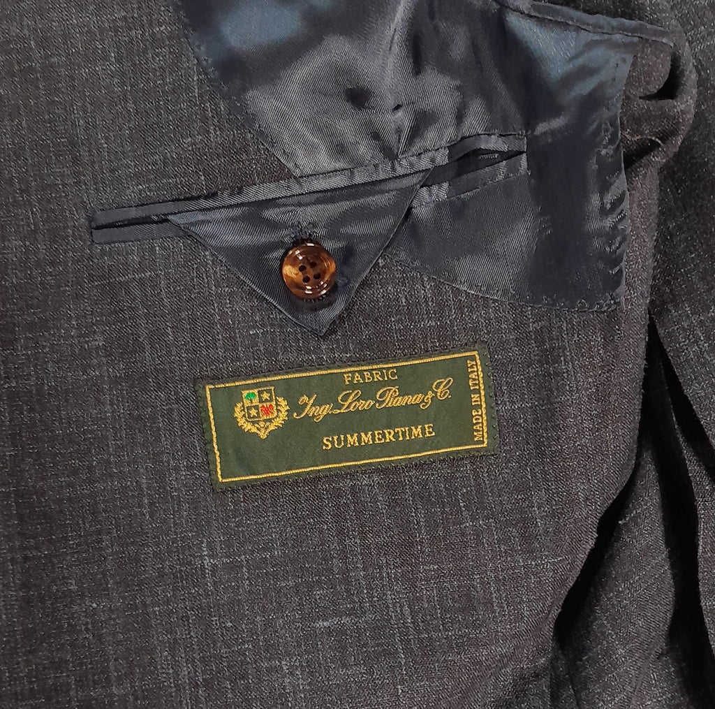 Loro Piana Fabric Men Suit Blend Wool Silk Blue