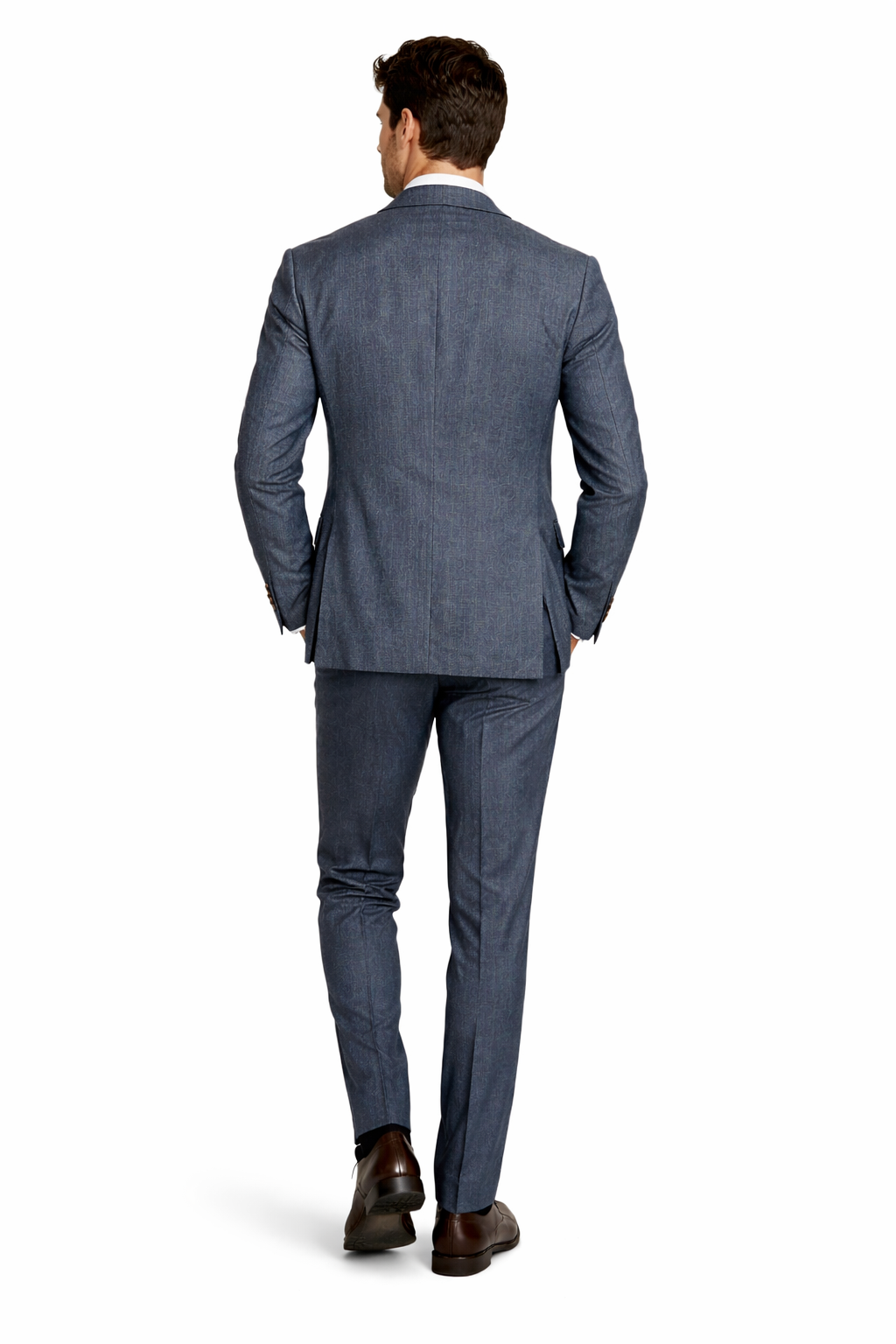 Loro Piana Fabric Men Suit Blend Wool Silk Blue