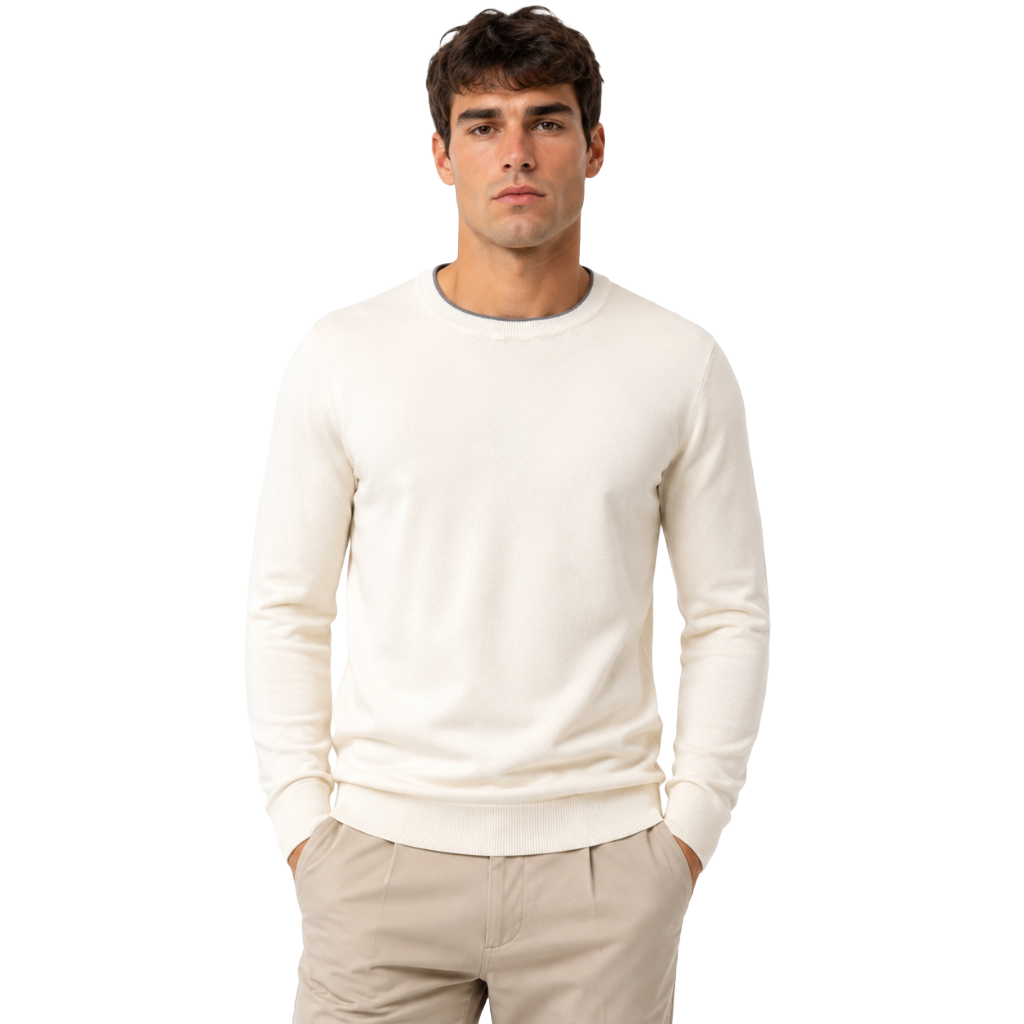Alpha Studio Men Knit Doppio Neck Beige