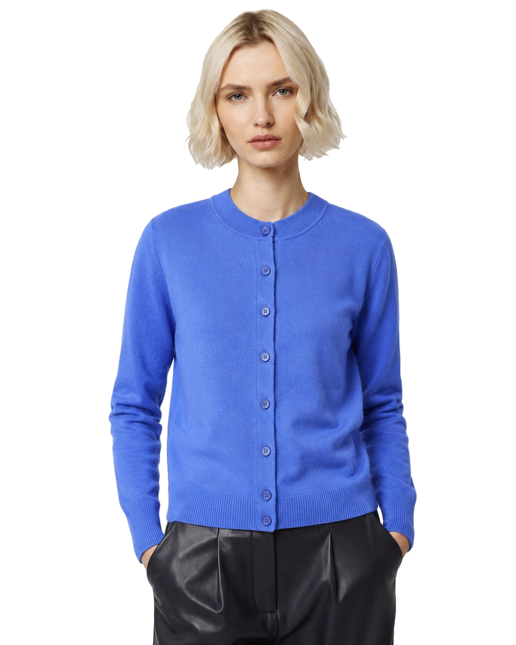 Alpha Studio Women Rebecca Cropped Long Retrò Sweaters Light Blue
