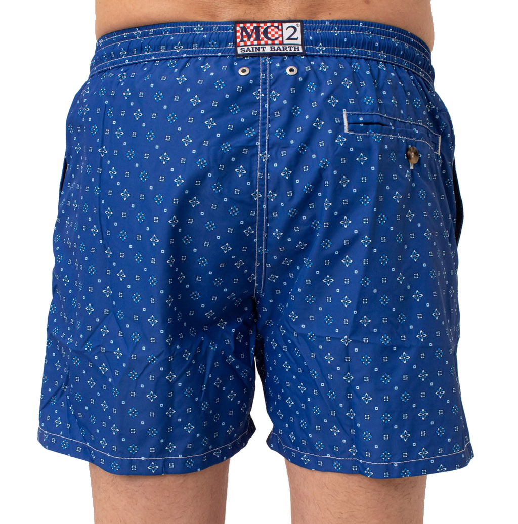 MC2 Saint Barth Men Micro Patterned Ornamental Tie Blue