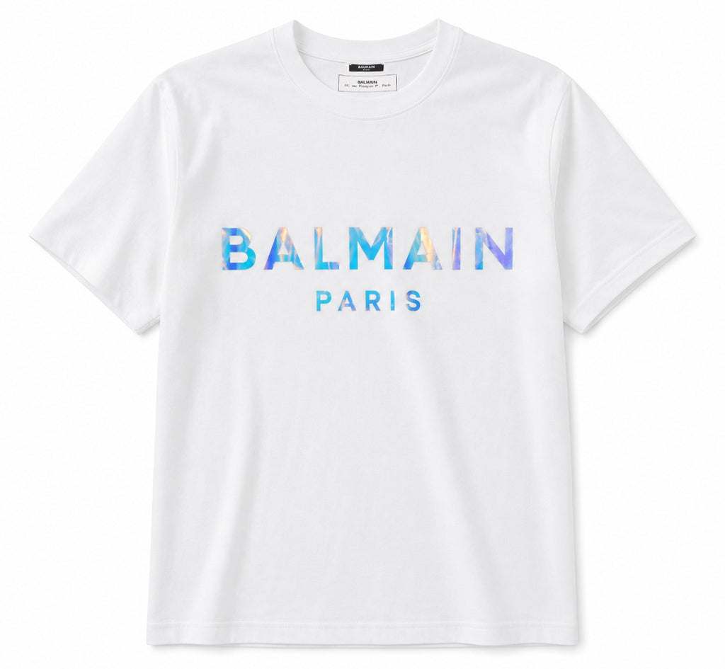 Balmain Men T-Shirt Balmain Paris Fluo White