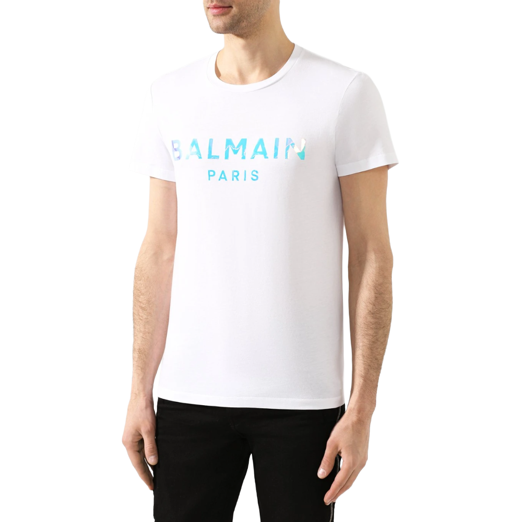 Balmain Men T-Shirt Balmain Paris Fluo White