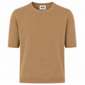 Alpha Studio Women Crew Neck Gomito Coste Mix Sweaters Camel