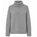 Alpha Studio Women Neck Piedi Soft Shiny Sweaters Grey