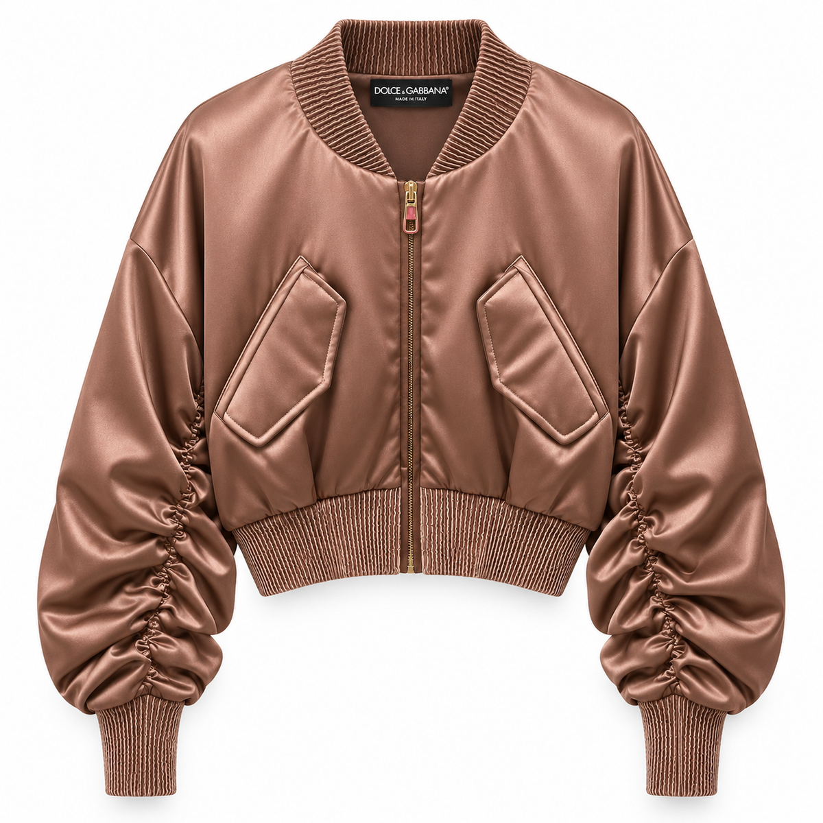 Dolce & Gabbana Women Bomber Plissetato Brown