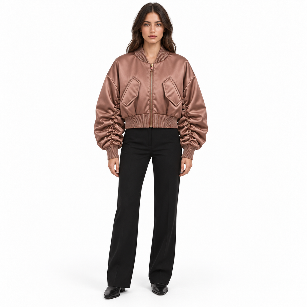 Dolce & Gabbana Women Bomber Plissetato Brown