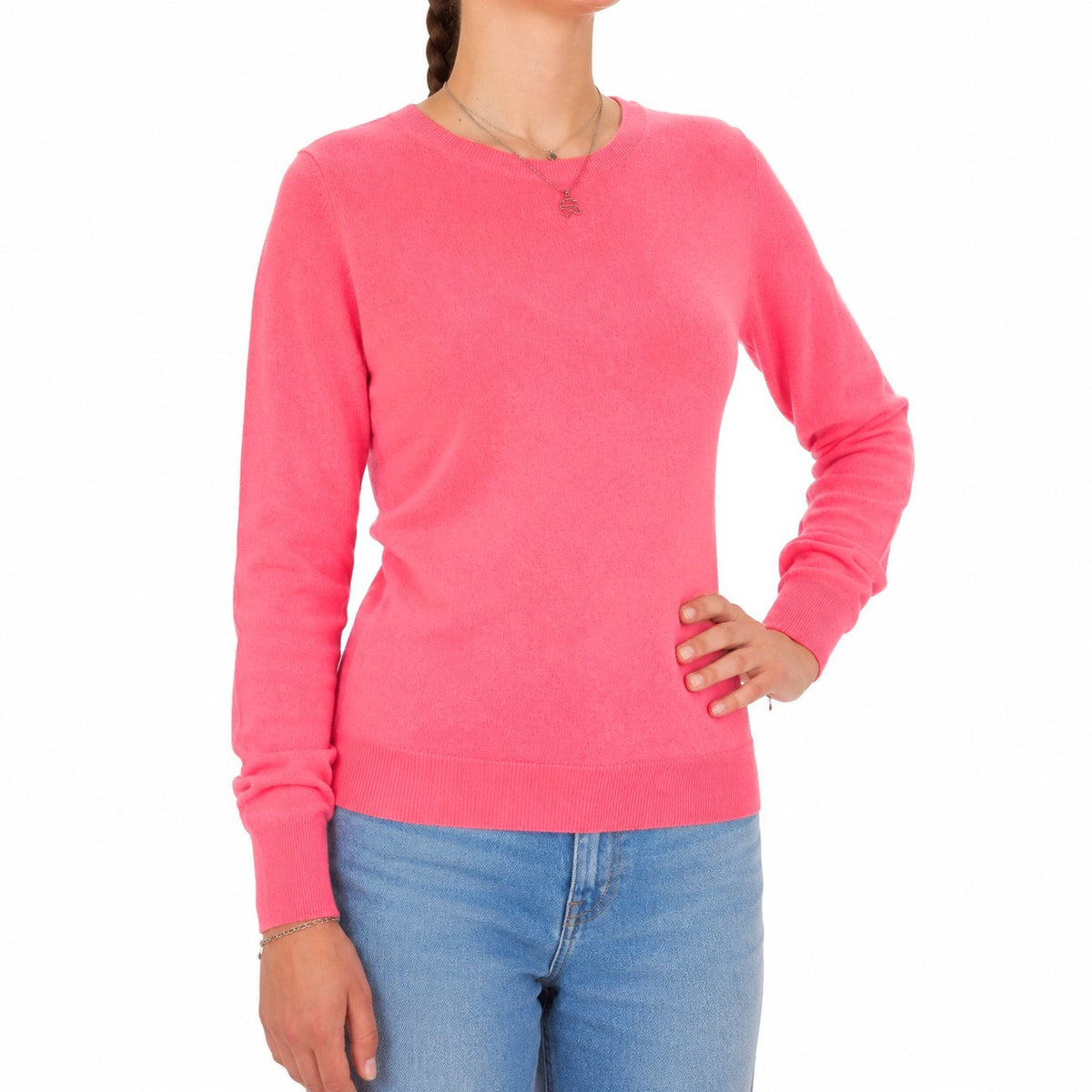 Emilio Romanelli Women Knit Cashmere Crew Neck Pink