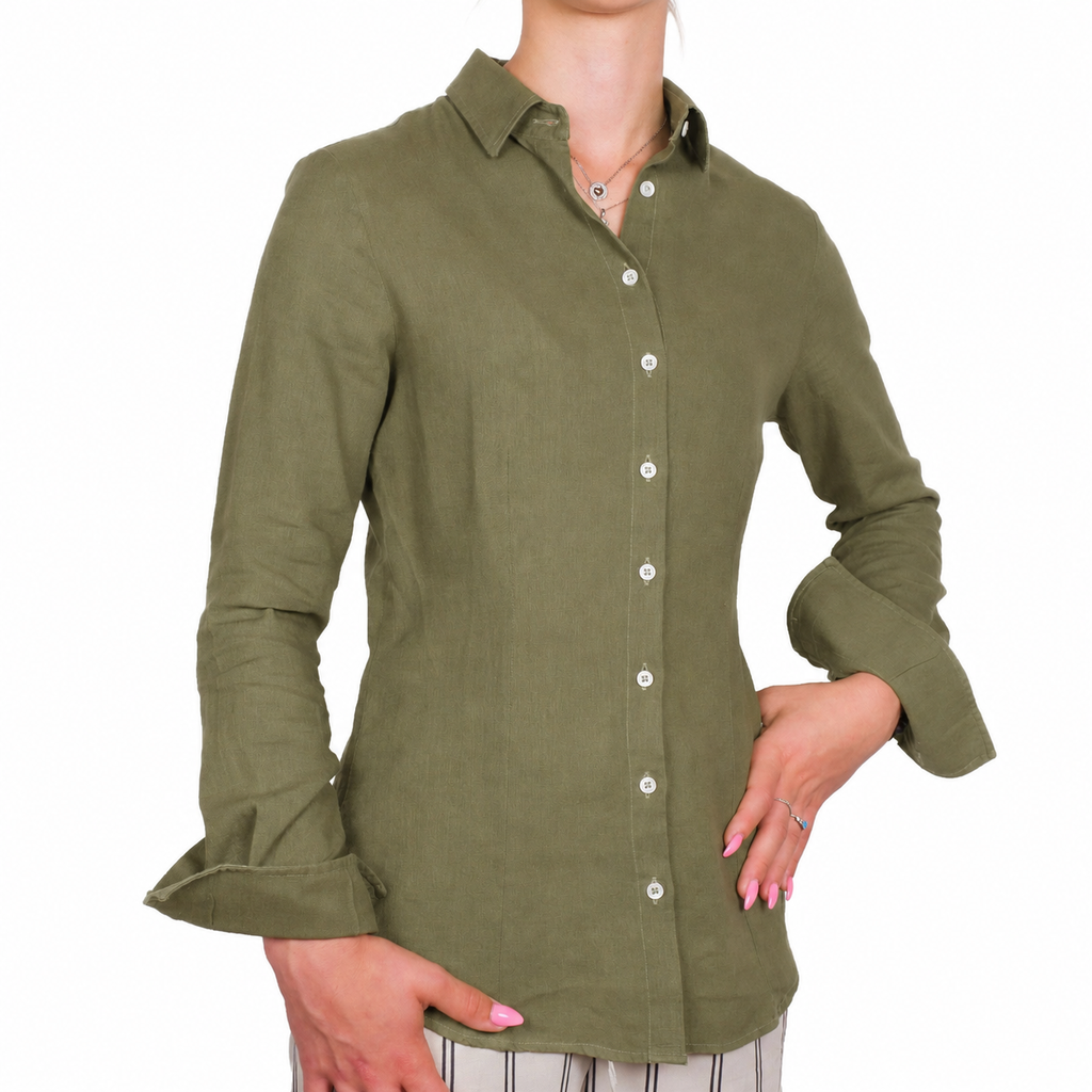 Bagutta Women Shirt Linen Army Camouflage