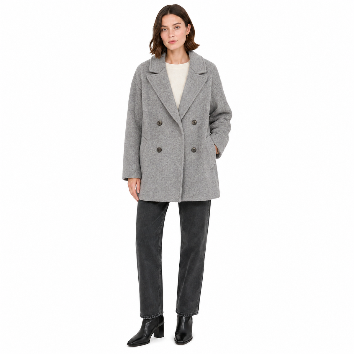 Bagutta Women Coat Wool Double-Breasted Grey