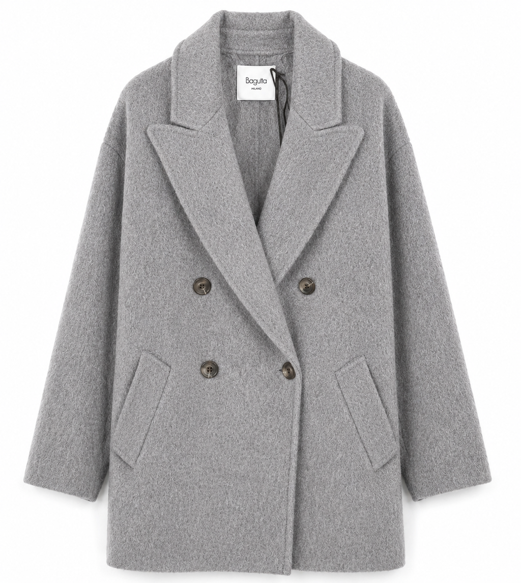 Bagutta Women Coat Wool Double-Breasted Grey