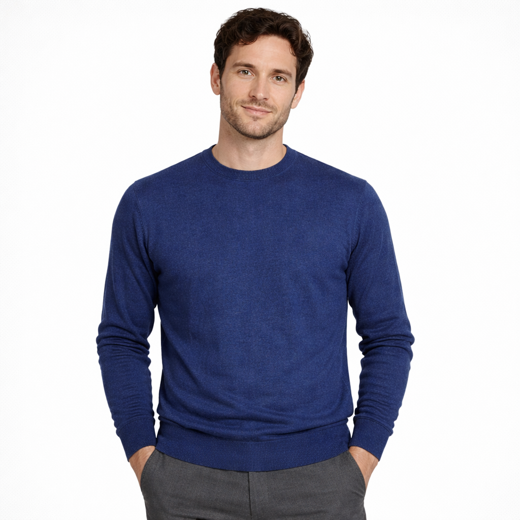 Emilio Romanelli Men Crew Neck Zaffiro Sweaters Blue