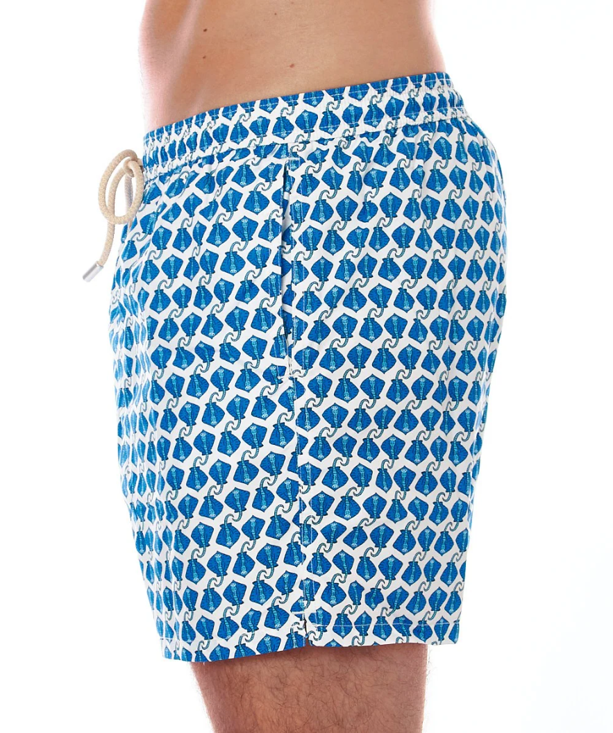 MC2 Saint Barth Men Micro Patterned Stingray Swimwear Light Blue