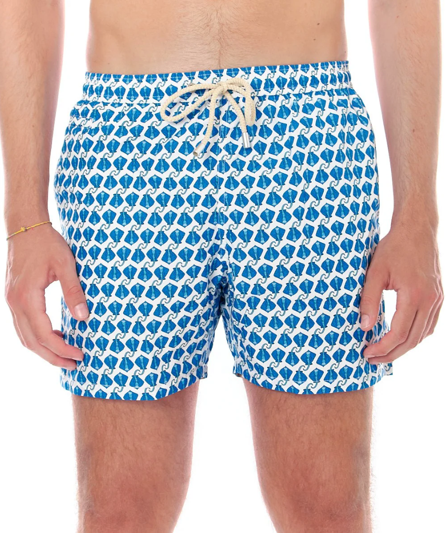 MC2 Saint Barth Men Micro Patterned Stingray Swimwear Light Blue