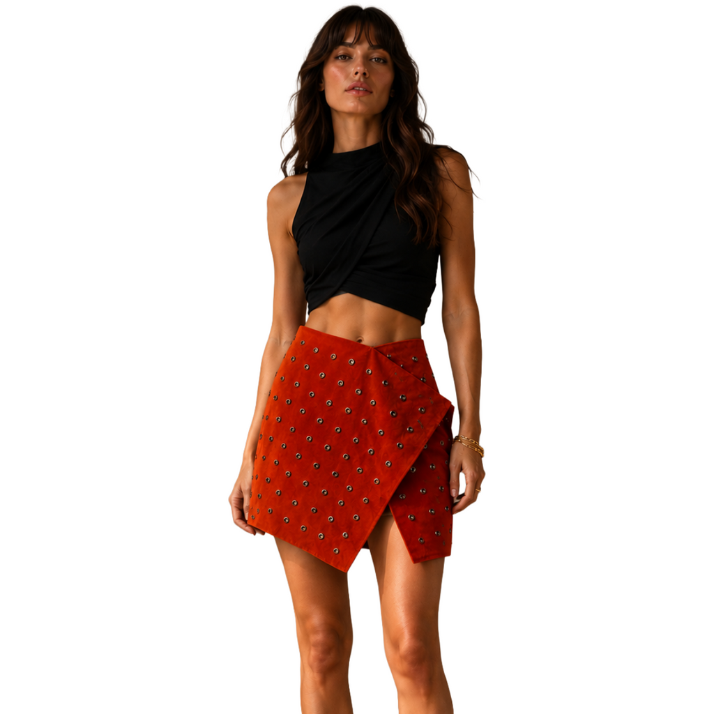 Balmain Women Skirt Leather Brown