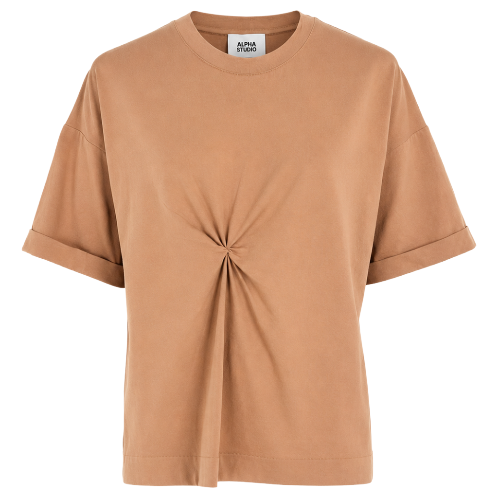 Alpha Studio Women T-Shirt Drapeggio Camel
