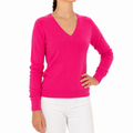Emilio Romanelli Women Knit Cashmere V-Neck Fuchsia