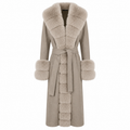 Loro Piana Fabric Women Coat Pelliccia Beige