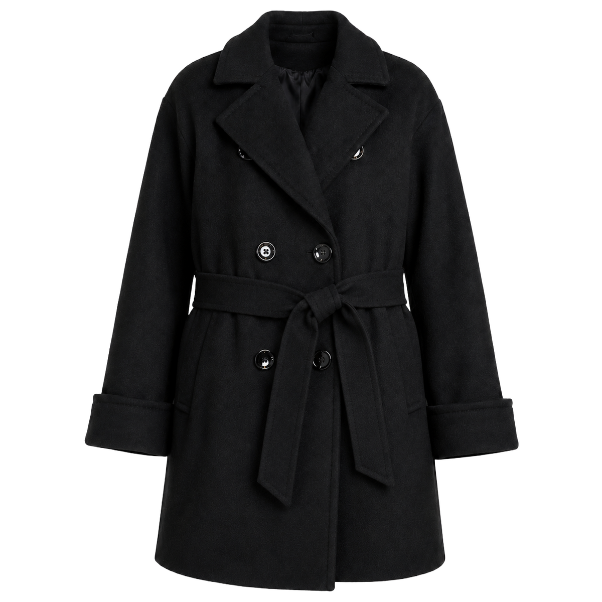 Loro Piana Fabric Women Coat Peacoat Double-Breasted Black