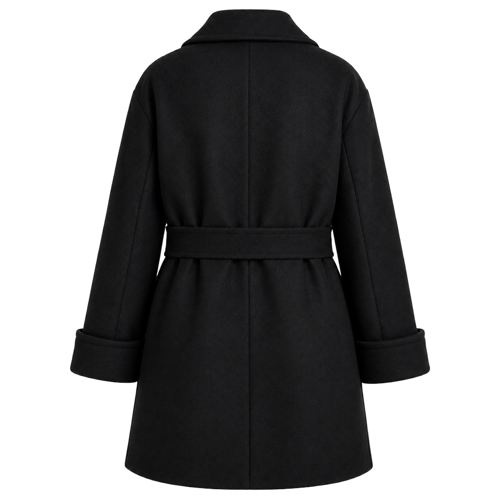 Loro Piana Fabric Women Coat Peacoat Double-Breasted Black