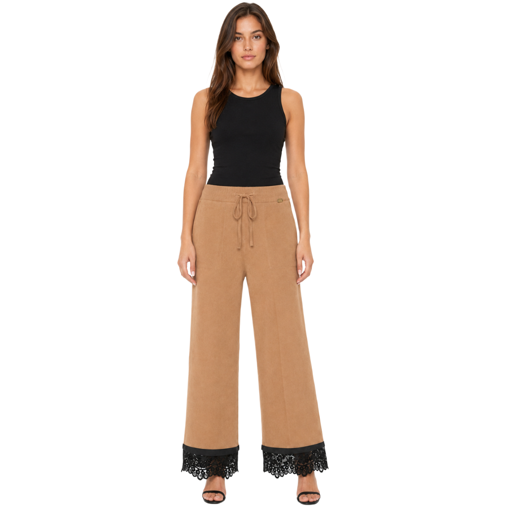 Twinset Women Trousers Knit Lace Camel