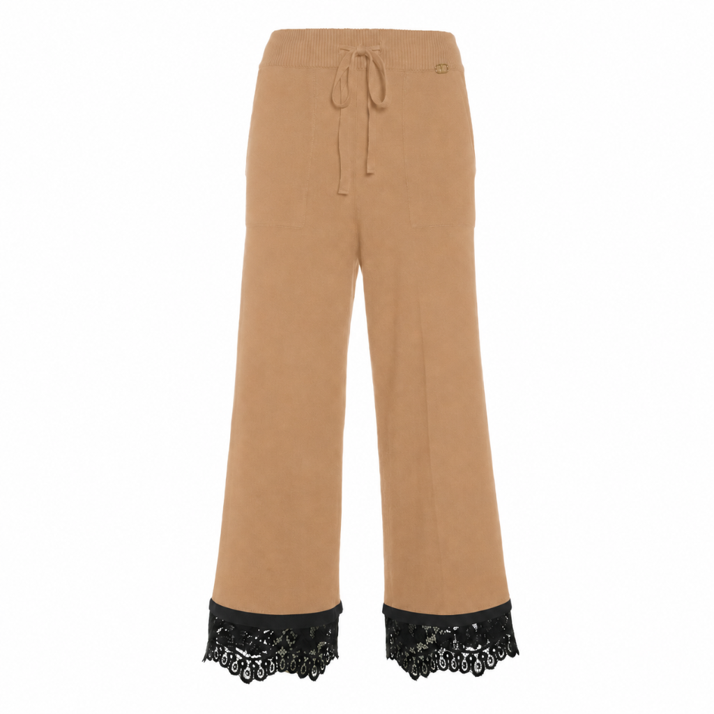 Twinset Women Trousers Knit Lace Camel