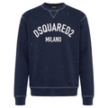 Dsquared2 Men Sweatshirt Crew Neck Distressed Blue
