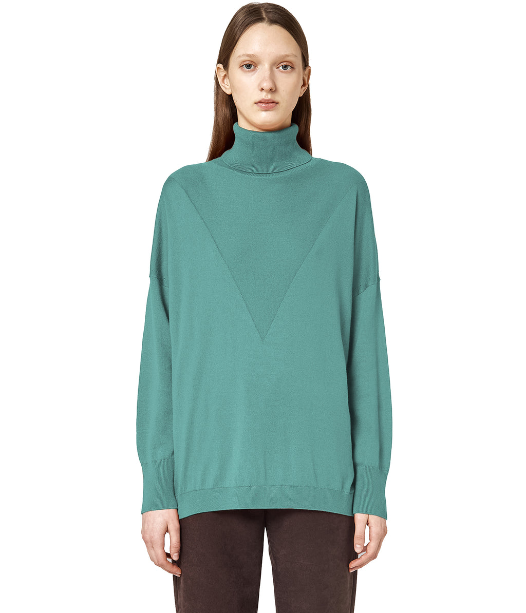 Alpha Studio Women Turtleneck Intarsio Aqua Green