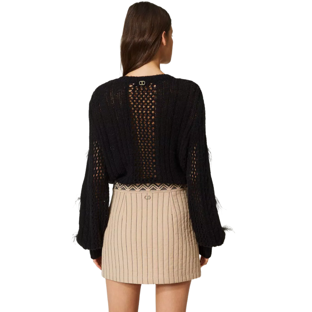 Twinset Women Minigonna Trapuntata Embroidered Mano Skirts Beige