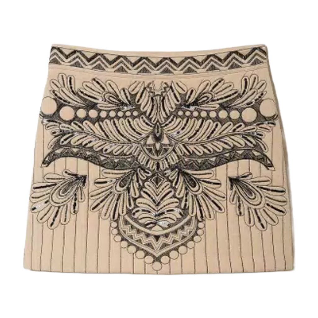 Twinset Women Minigonna Trapuntata Embroidered Mano Skirts Beige