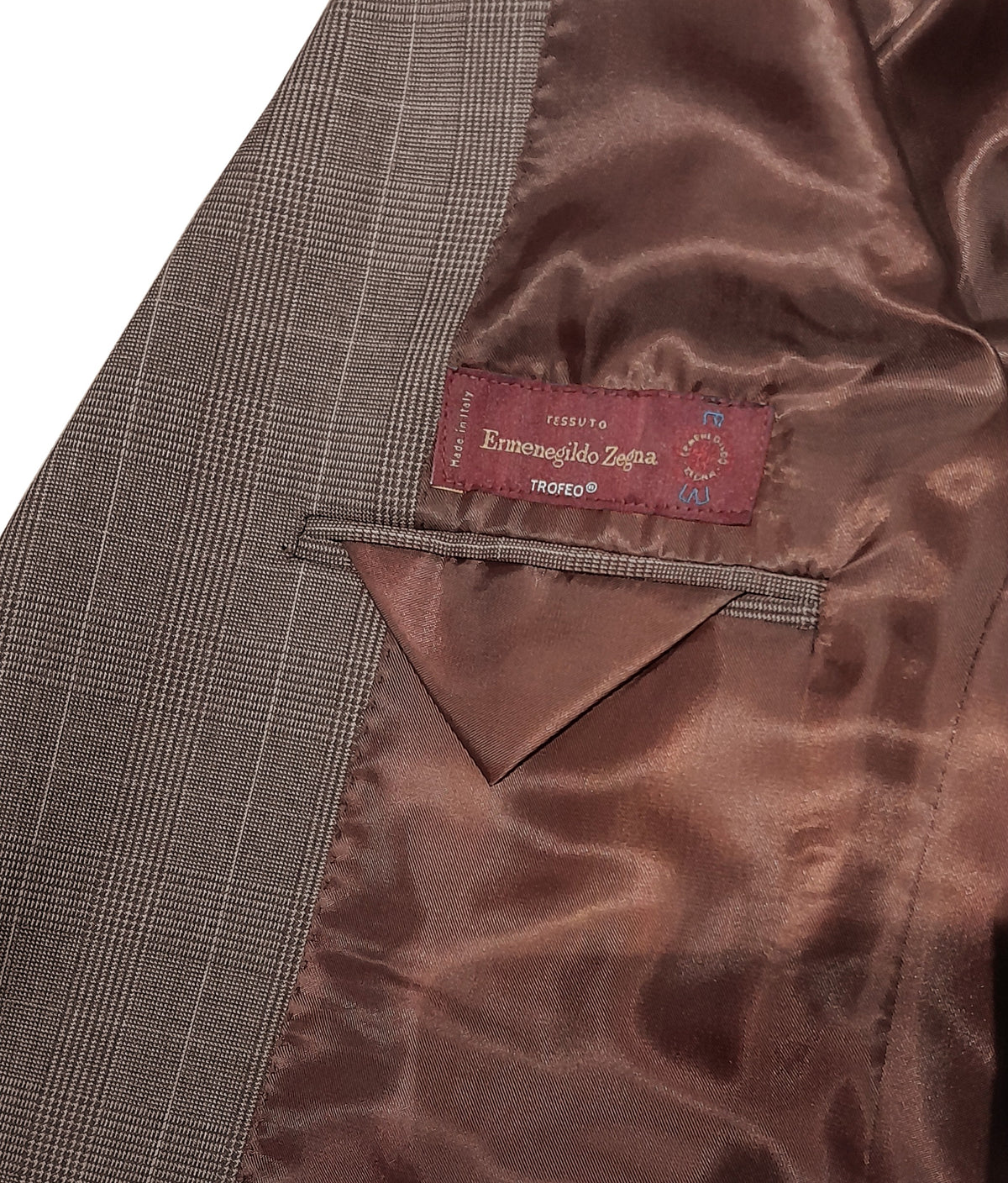 Ermenegildo Zegna Fabric Men Suit Wool Principe Galles Brown