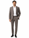 Ermenegildo Zegna Fabric Men Suit Wool Principe Galles Brown