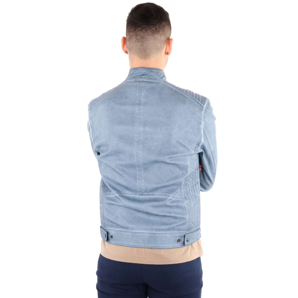 Yes Zee Men Jacket Ecopelle Denim Light Blue