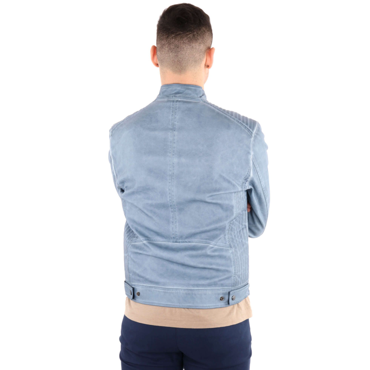Yes Zee Men Jacket Ecopelle Denim Light Blue