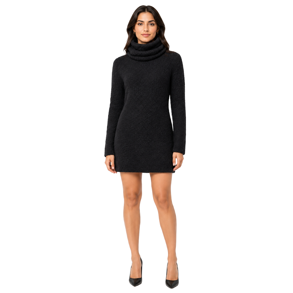 Dolce & Gabbana Women Dress Bouclè High Neck Black