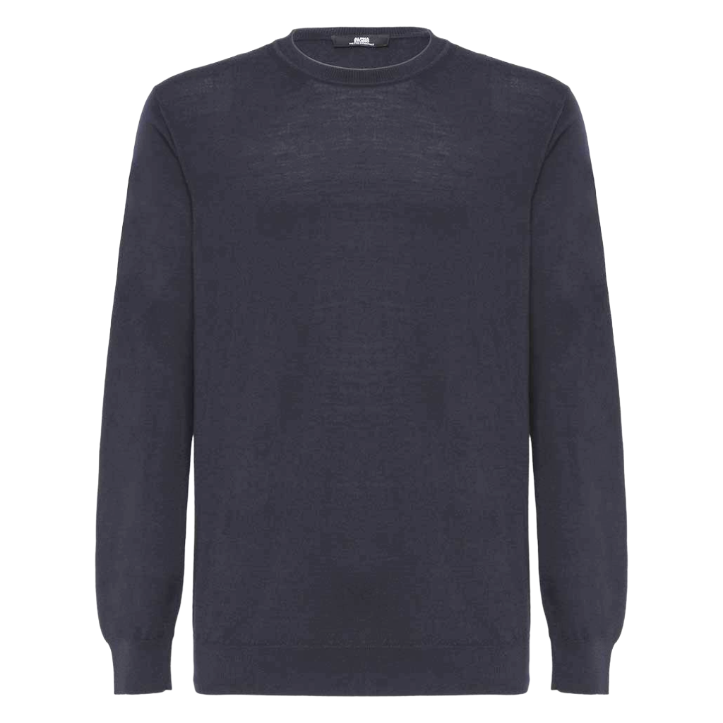 Alpha Studio Men Knit Crew Neck Merinos Blue