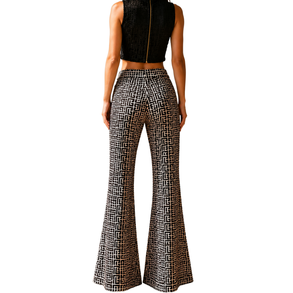 Balmain Women Trousers Print Pattern Black