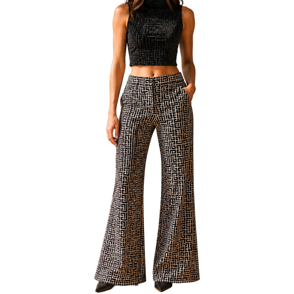 Balmain Women Trousers Print Pattern Black