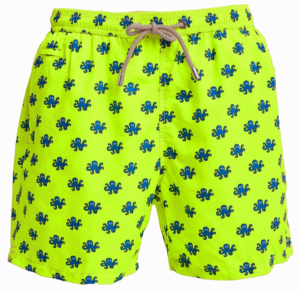 MC2 Saint Barth Men Micro Patterned Polpo Gang Swimwear Yellow