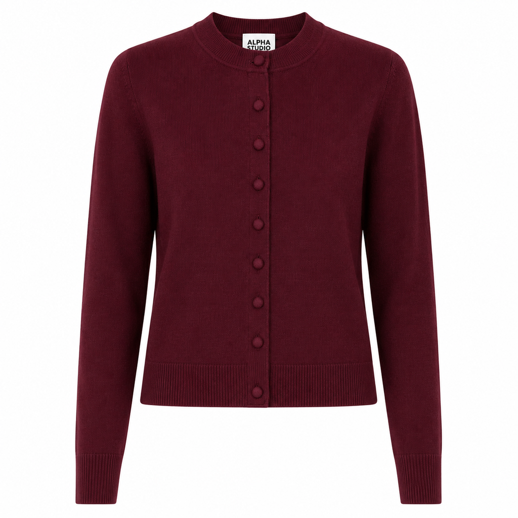 Alpha Studio Women Rebecca Cropped Long Retrò Sweaters Red