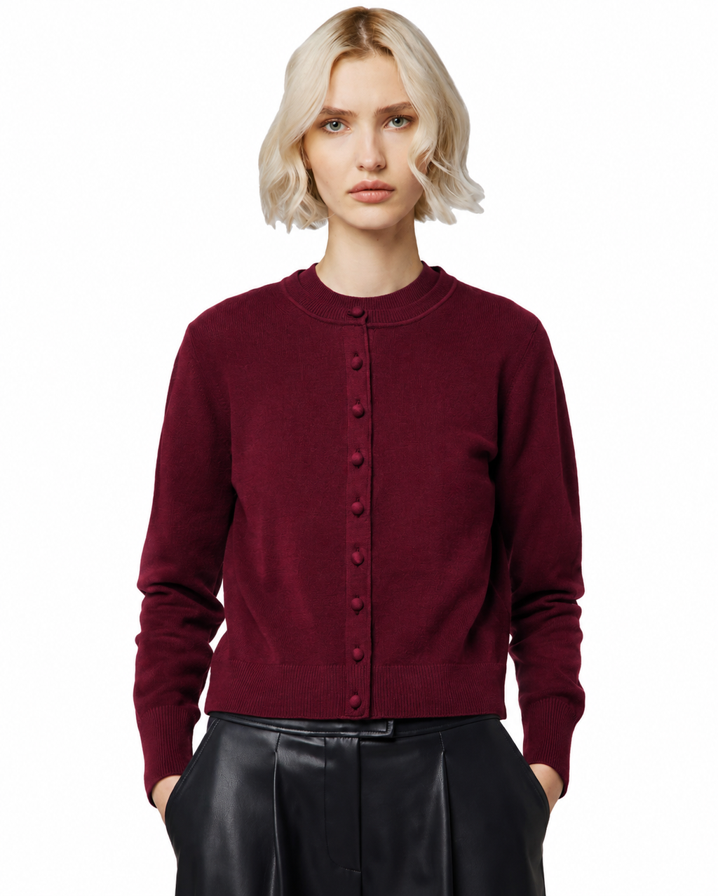 Alpha Studio Women Rebecca Cropped Long Retrò Sweaters Red