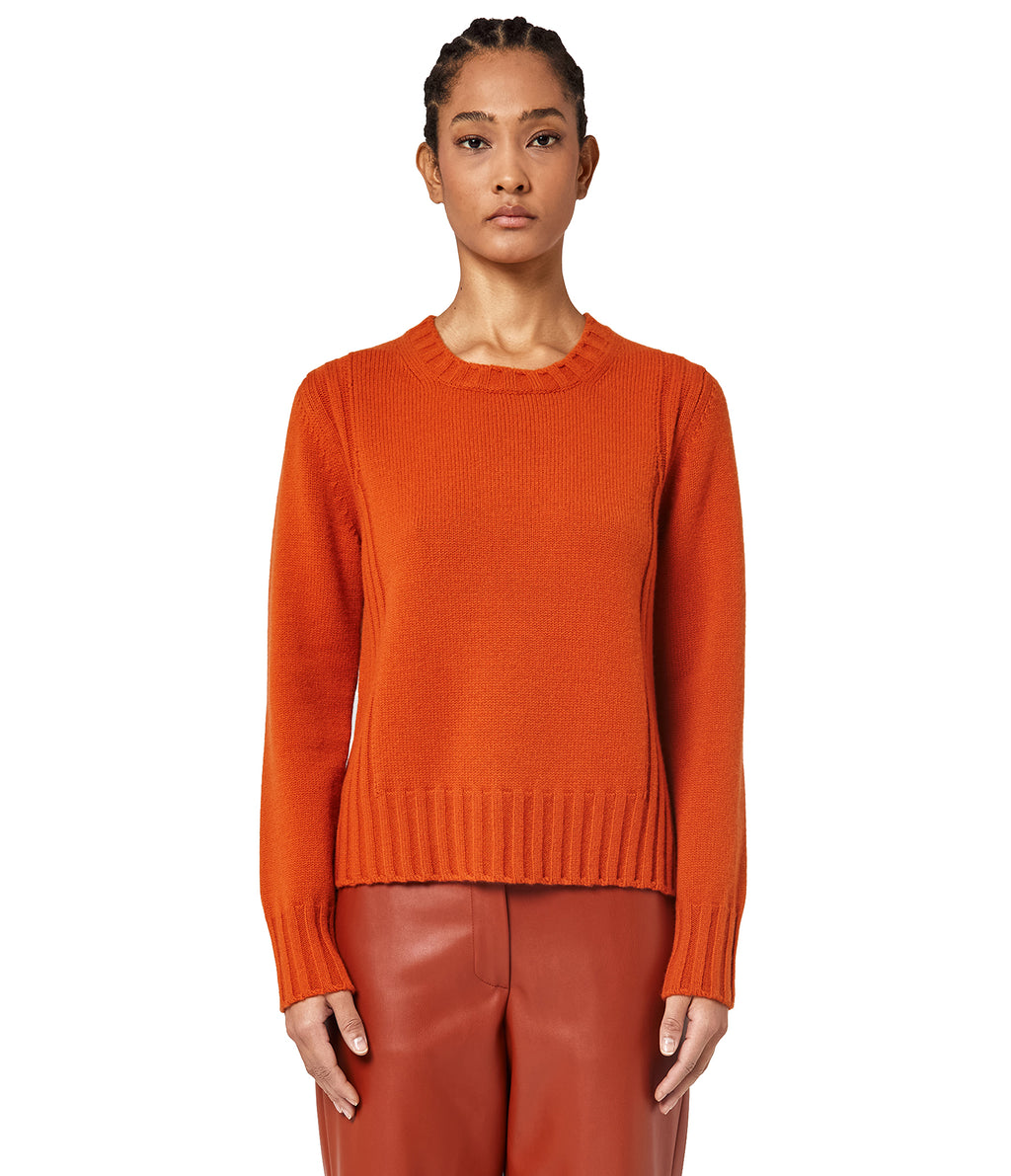 Alpha Studio Women Crew Neck Cashmere Zucca Sweaters Orange