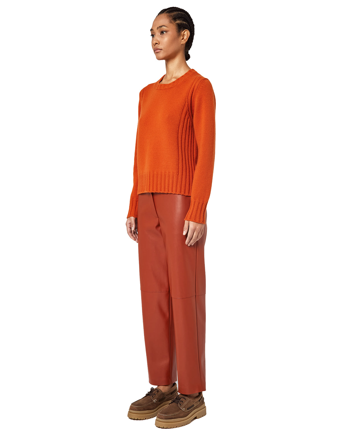 Alpha Studio Women Crew Neck Cashmere Zucca Sweaters Orange