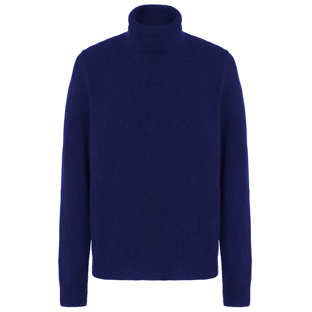 Malo Men Turtleneck Blend Cashmere Navy Blue