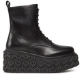 Patrizia Pepe Women Stivaletti Leather Zeppa Ankle Boots Black
