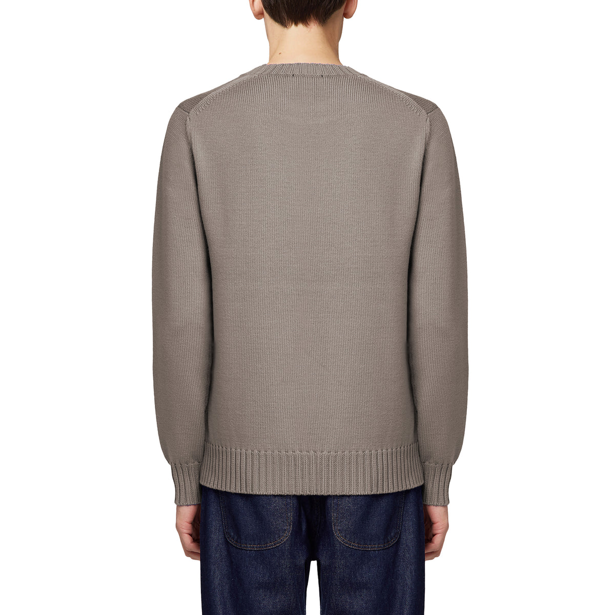 Alpha Studio Men Crewneck Longsleeve Cashmere Sweaters Beige