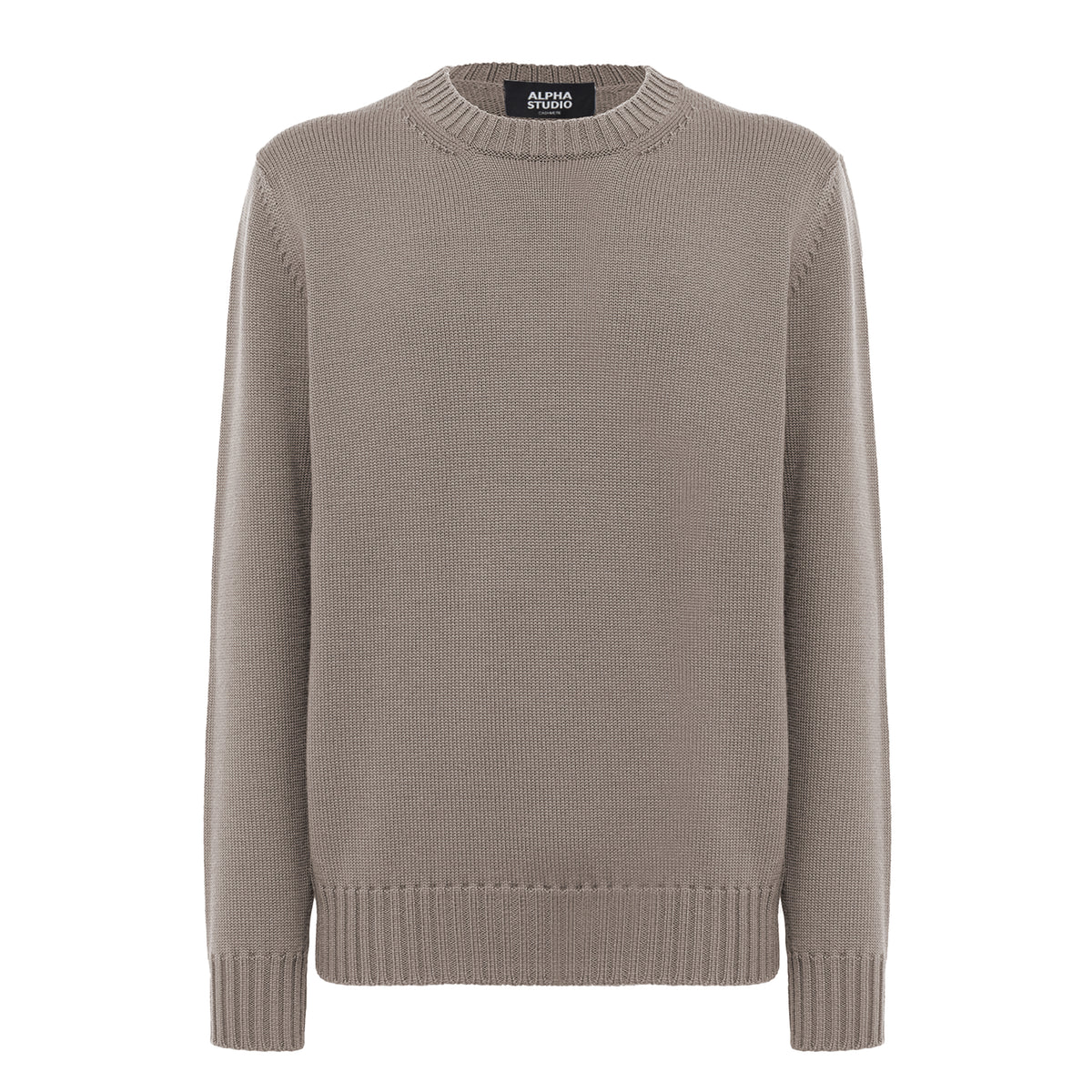 Alpha Studio Men Crewneck Longsleeve Cashmere Sweaters Beige