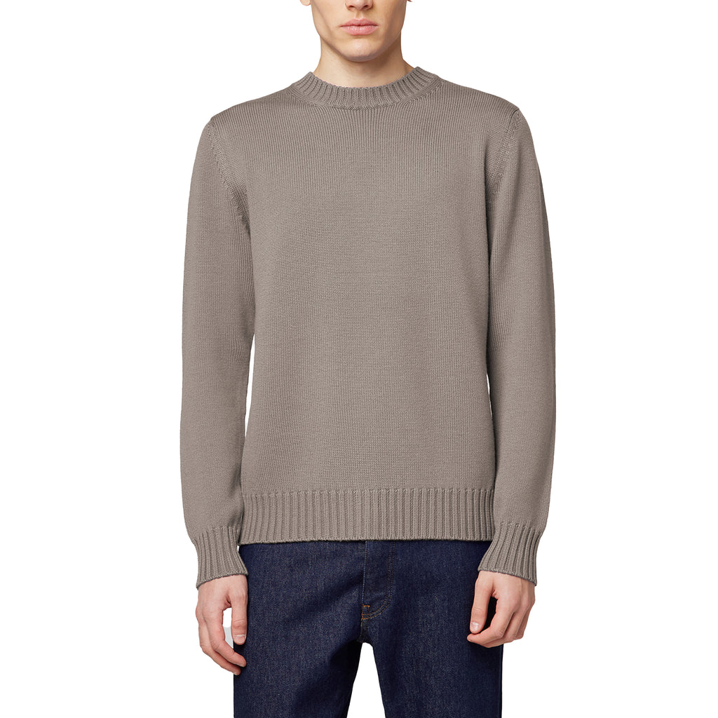 Alpha Studio Men Crewneck Longsleeve Cashmere Sweaters Beige