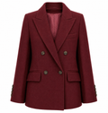 Loro Piana Fabric Women Coat Short Double-Breasted Burgundy Red